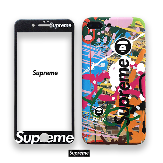 フルカラー iPhone8/x Plusケース Aape+Supreme保護カバー: supreme ブランド iphone14/14pro