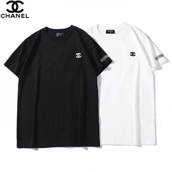 シャネル tシャツ 半袖 ブランド Tシャツ chanel風 刺繍ロゴ Tshirt 