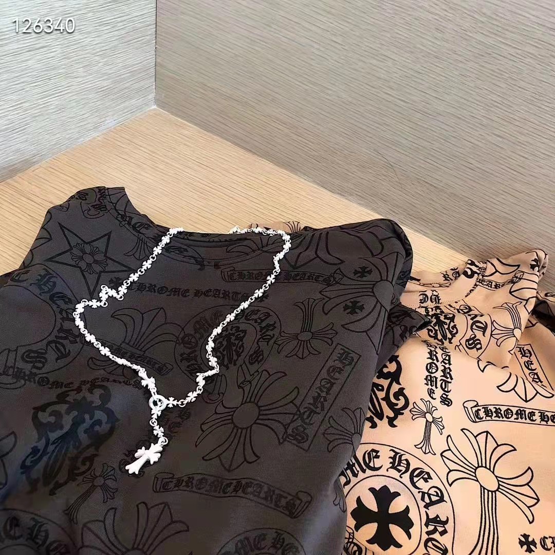 Chrome Hearts クロムハーツ Tシャツ 半袖 メンズ レディース ネックレス付き ティーシャツ ブラントコピー