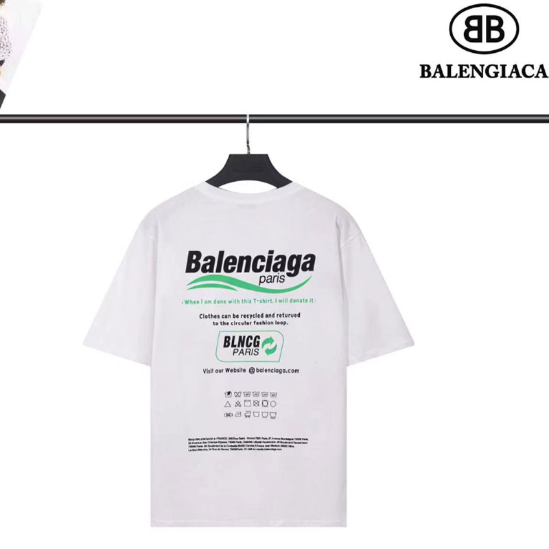 BALENCIAGA Tシャツ プリント 男女兼用 バレンシアガ ペアルック ティーシャツ 半袖 コットン