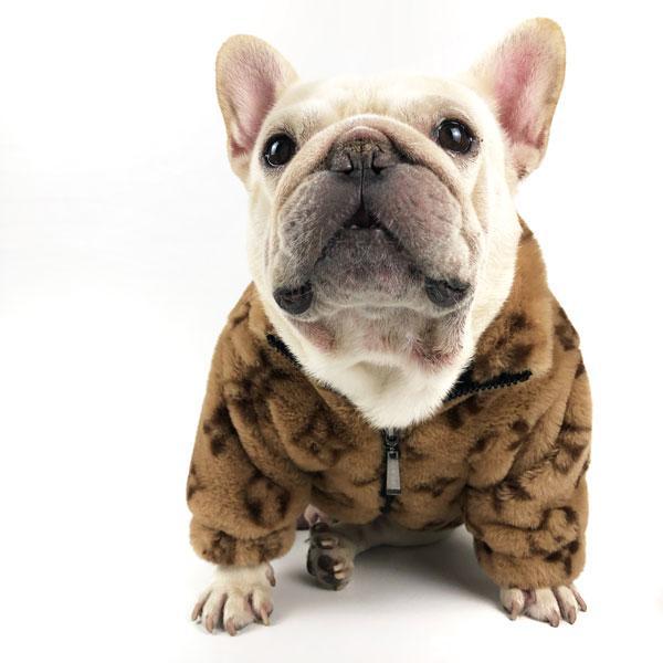 かわいい ルイヴィトン 犬服 冬用 ブラント モノグラム LV ドッグウェア ペット服 ふわふわ ジャケット 防寒コート ジップ留め 小型犬 中型犬