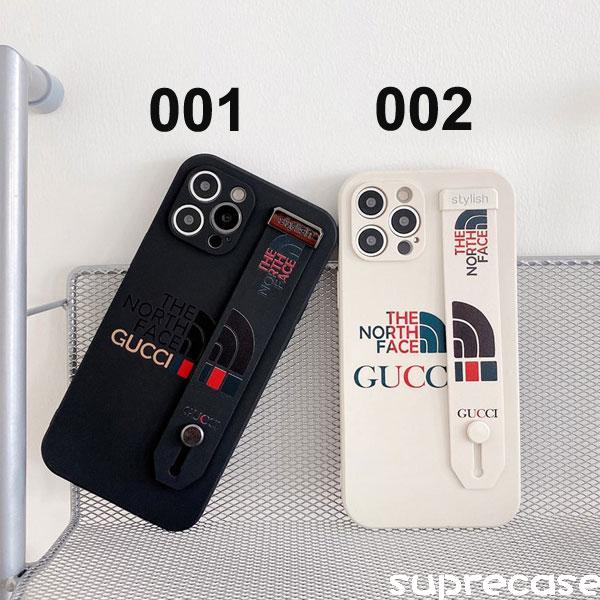 GUCCI × THE NORTH FACE アイフォン13/13 Pro Maxケース ハンドベルト付き グッチ iPhone 12 Pro Max/12カバー iphone11/11Pro Max携帯ケース