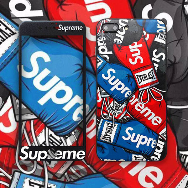 欧米ブランド Supreme iphone X/8/8 Plus保護カバー 学生向けiphone8ケース＋保護フィルム ストラップ付き 激安  ボクシングのグロ—ブ