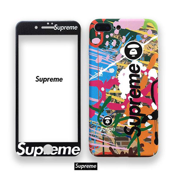 フルカラー iPhone8/8Plusケース iphone x Aape+Supreme保護カバー ブランド 若者愛用 iphone7/6s  plusケース 送料無料 税込