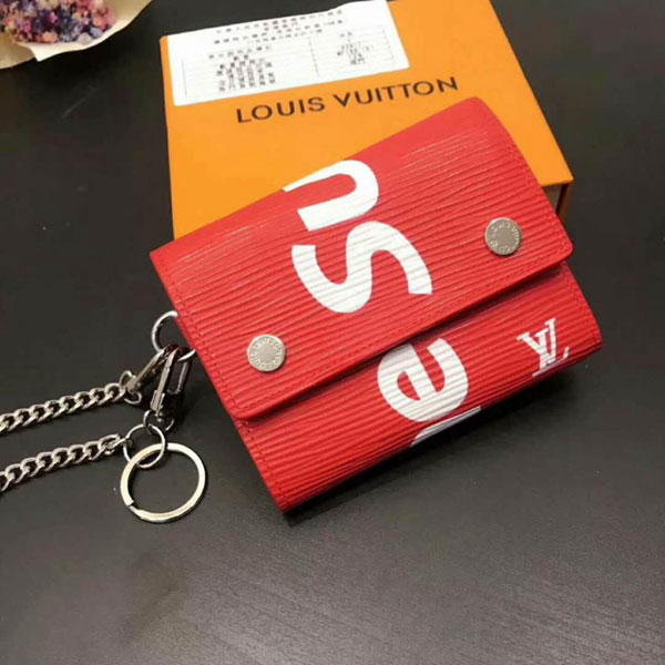 ルイヴィトン三つ折り財布 小銭入れ チェーンウォレット レディース LOUIS VUITTON　Supreme　シュプリーム コラボ財布 ブランド