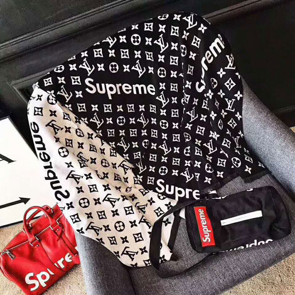 LV supreme コラボ　ショールストール　ルイヴィトン　シュプリーム