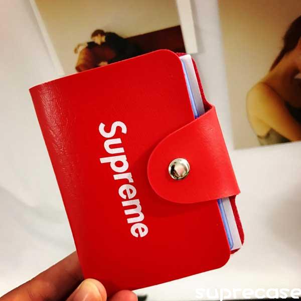 シュプリーム カードケース メンズ supreme 名刺ケース レディース ブラント カードファイル 24枚カード収納可能 PUレザー 名刺入れ  カードホルダー ファッション 激安