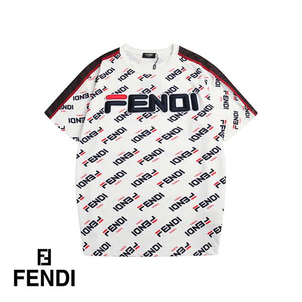 直売価格【極美品】FENDI 全面 ロゴ プリント Tシャツ 半袖 メンズ S ブラック トップス