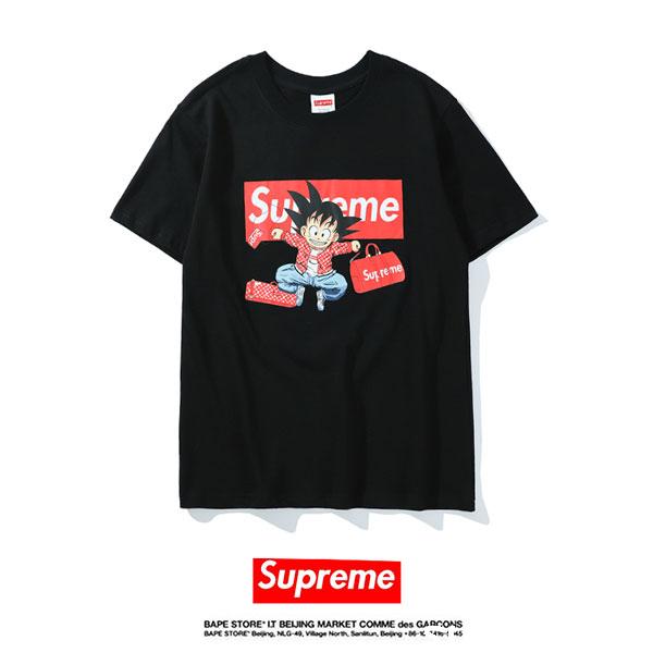 シュプリーム Tシャツ メンズ レディース 半袖 tシャツ supreme かっこいい 可愛い ブランド 人気 ペアルック カップル 白 ホワイト 黒  ブラック