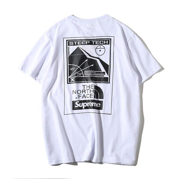 Supreme×THE NORTH FACE Tシャツ 半袖 シュプリーム ノースフェイス Tシャツ ボックスロゴ コラボ ティーシャツ 19SS  メタリックロゴTシャツ ファッション