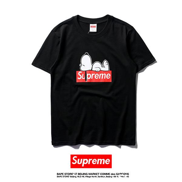 シュプリーム スヌーピー コラボ Tシャツ メンズ レディース 韓国風 半袖 ｔシャツ コピー supreme snoopy コットン 黒 白  カジュアル 夏物