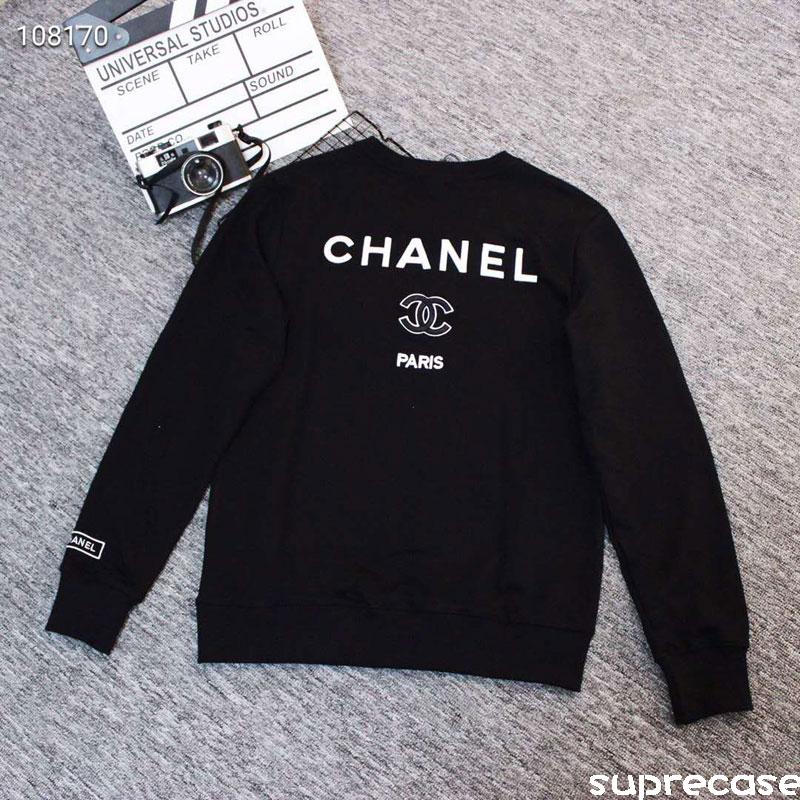 シャネル トレーナー 刺繍ロゴ chanel スウェット パロディ トレーナー メンズ レディース ユニセックス ロングスリーブ 長袖Tシャツ 秋冬  長袖 ブラック ホワイト