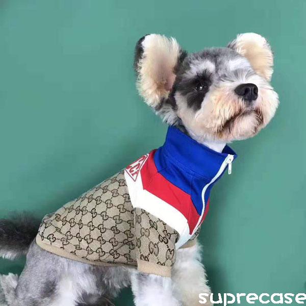 グッチ ペット服 犬用ジャケット ファスナー付き スプライス ブランド 犬服 GUCCI ペットウェア 秋冬 流行 小型犬 中型犬 ワンちゃんの服  防寒対策 洋服