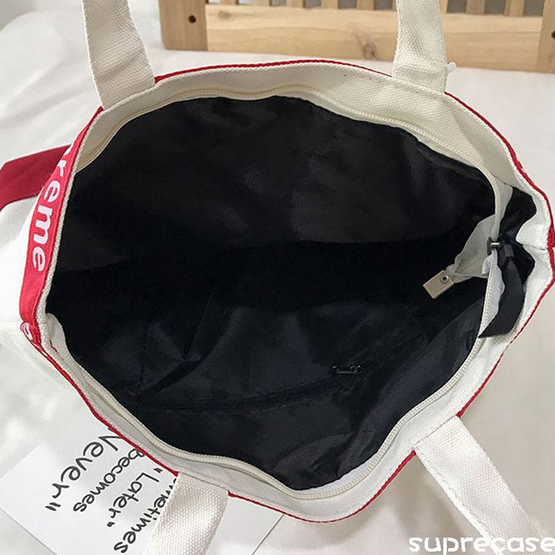 シュプリーム エコバッグ トートバッグ 帆布 ファスナー付き