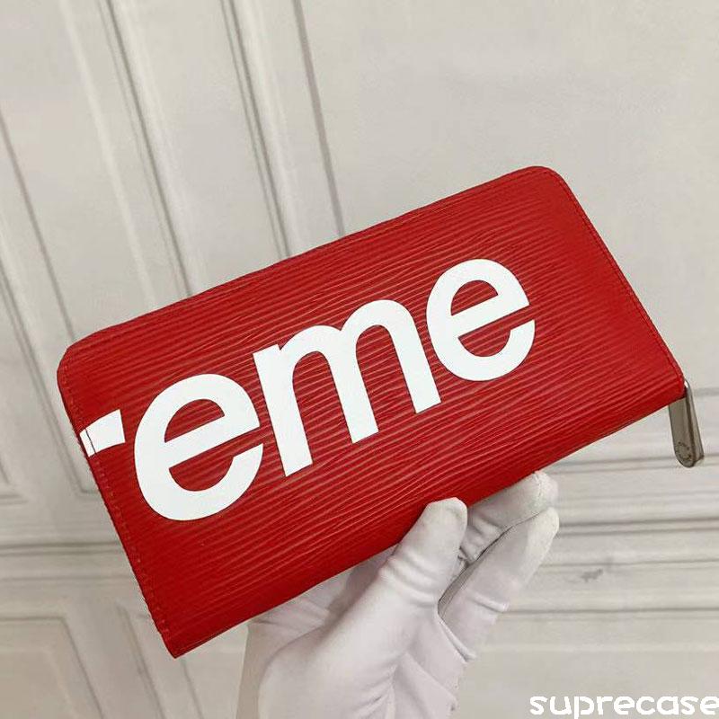 シュプリーム ルイヴィトンコラボ 長財布 Supreme ウォレット エンボシング ブラック メンズ 高級 ブランド カード収納 ラウンドファスナー  箱付