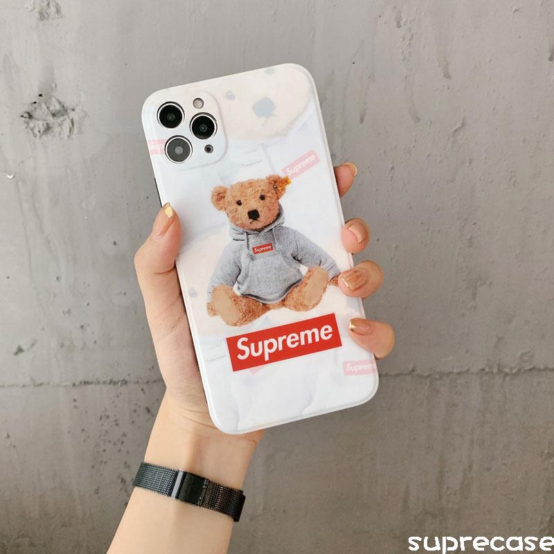 シュプリーム テディベア アイフォン12/12 Proケース 可愛い Supreme iphone12pro maxケース ブラント  iPhone11/11プロ 携帯ケース iphone11pro maxカバー