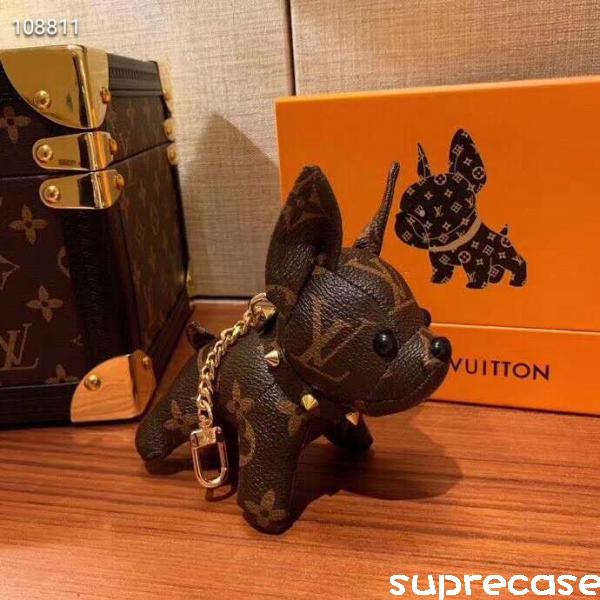 ルイヴィトン バッグチャーム キーホルダー ヴィトン 犬飾り 可愛い レザー製 ファッション小物 激安