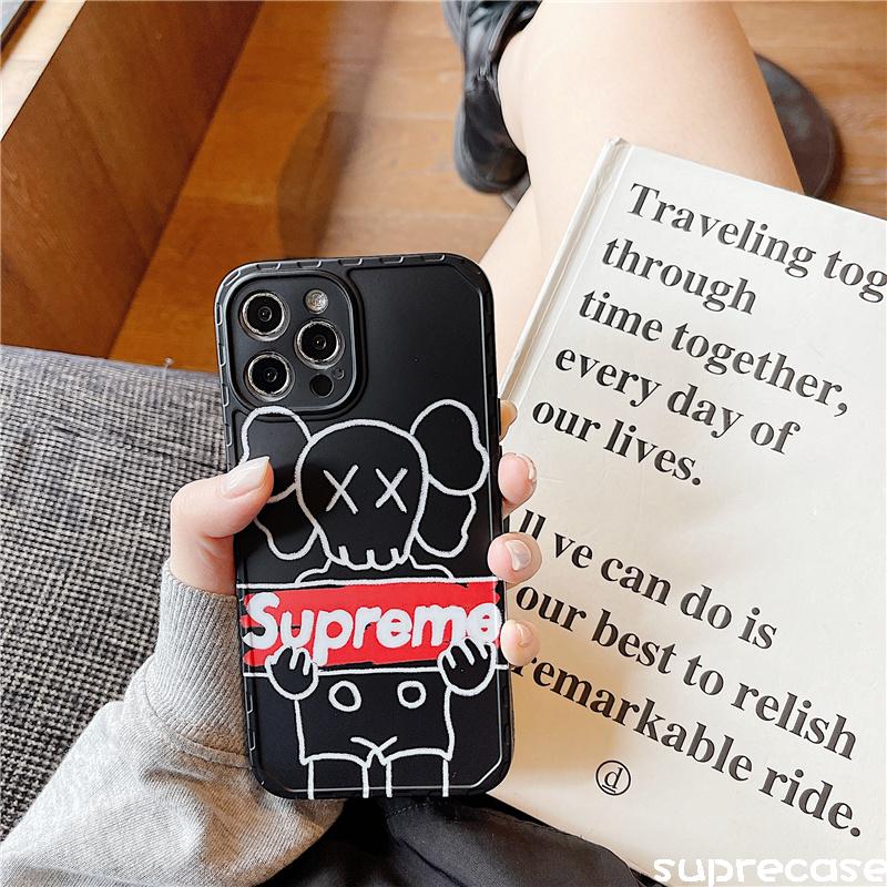 シュプリーム カウズコラボ iPhone12/12 Pro Maxケース ブラント アイフォン12プロカバー 可愛い Supreme KAWS  iPhone11/11pro/11pro/x/8ケース 送料無料