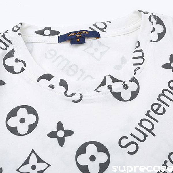 シュプリーム ルイヴィトンコラボ Tシャツ プリントロゴ ブランド コピー Supreme LV メンズ レディース 半袖ｔシャツ 送料無料