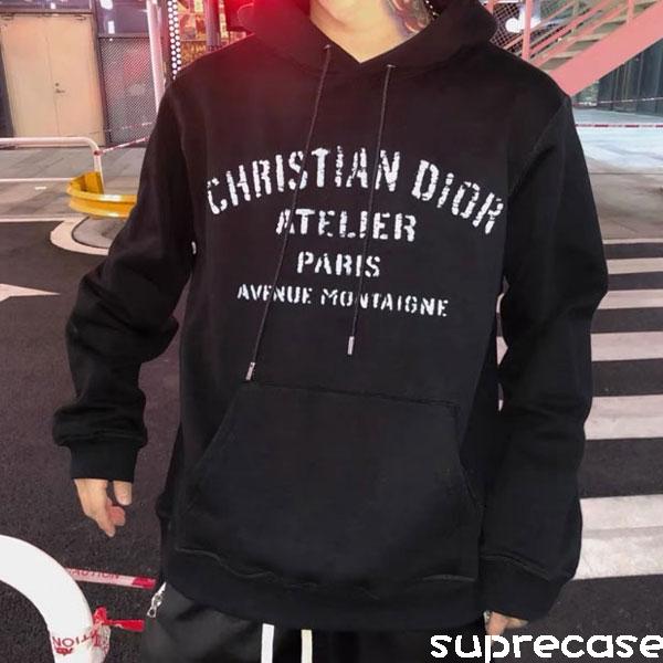 CHRISTIAN DIOR ATELIER フーディパーカー ディオール スウェットシャツ パーカー ペアお揃い ブラント トレーナー 男女兼用  プルオーバー ペアルック フード付き