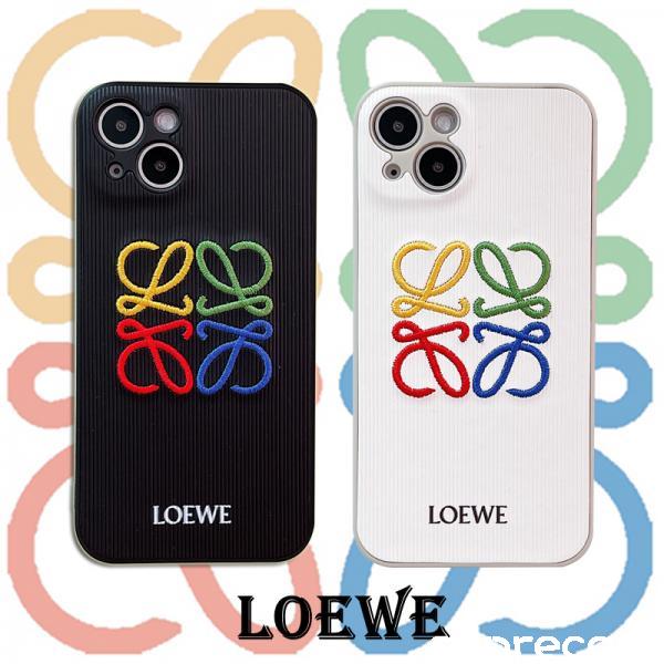 LOEWE iPhone13/13 Pro Maxケース 刺繍ロゴ アイフォン13プロ携帯ケース ロエベ iPhone12/12pro maxカバー  ブランド アイフォン11/11pro maxケース カップル