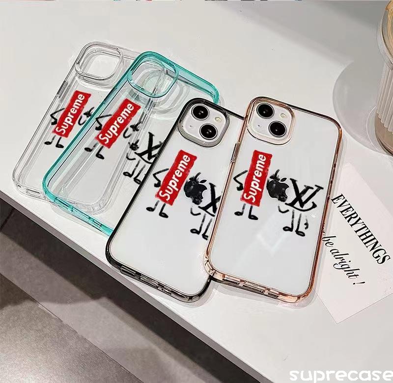 シュプリーム ルイヴィトンコラボ iPhone 13/13 Pro Maxケース クリア 透明 ブランド Supreme LV  iPhone13プロカバー