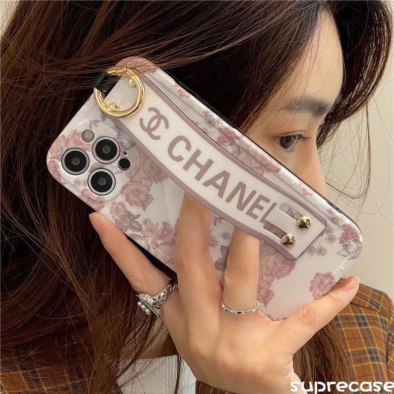シャネル iPhone 13/13 Proケース ハンドベルト付き 花柄 Chanel 